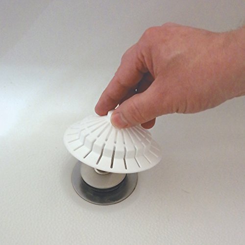 DANCO Universal Bathroom Bathtub Suction Cup Hair Catcher Strainer and Snare | Fits Lift & Turn, Push Button & Trip Lever Bathtub Drains | White (10771)