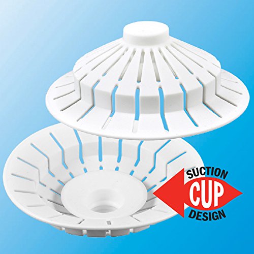 DANCO Universal Bathroom Bathtub Suction Cup Hair Catcher Strainer and Snare | Fits Lift & Turn, Push Button & Trip Lever Bathtub Drains | White (10771)