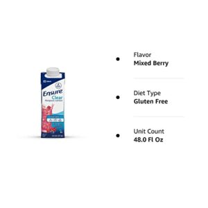 Pack of 6 Ensure Clear Mixed Berry Oral Supplement 8 oz Recloseable Carton