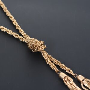 Lariatneck Long Necklaces for Women Gold Necklaces Tassel Y Necklaces Adjustable Knot Chain Tassel Pendant Necklaces gold Costume Jewelry for women