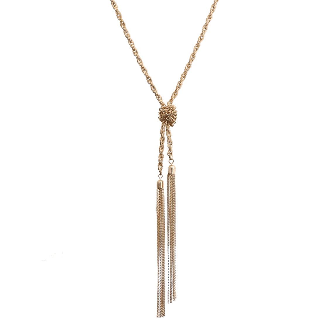 Lariatneck Long Necklaces for Women Gold Necklaces Tassel Y Necklaces Adjustable Knot Chain Tassel Pendant Necklaces gold Costume Jewelry for women