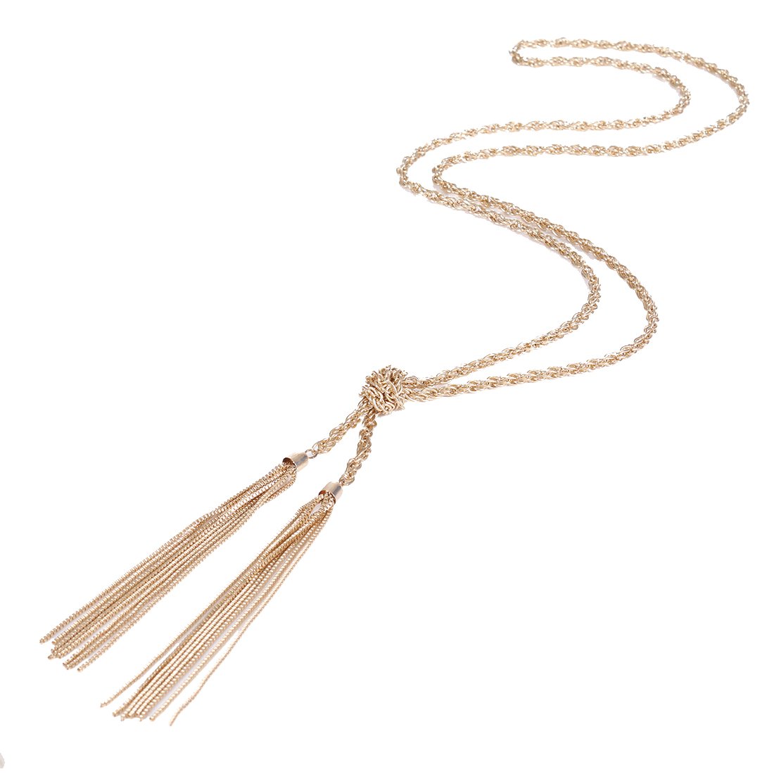 Lariatneck Long Necklaces for Women Gold Necklaces Tassel Y Necklaces Adjustable Knot Chain Tassel Pendant Necklaces gold Costume Jewelry for women