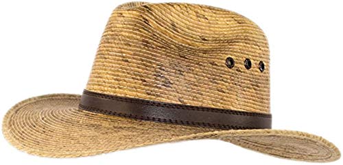 Big Wide Brim Natural Palm Leaf Straw Cuban Gaucho Fedora UPF Sun Hat Flex Fit