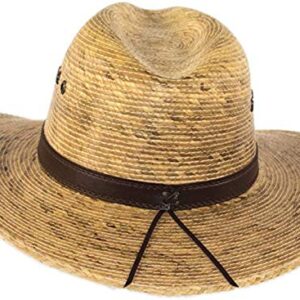 Big Wide Brim Natural Palm Leaf Straw Cuban Gaucho Fedora UPF Sun Hat Flex Fit