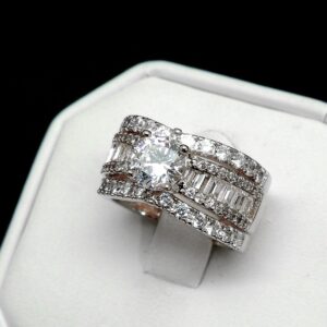 Ginger Lyne Collection Enchantment Beautiful 3pcs Engagement Wedding Ring and Band Set Size 11