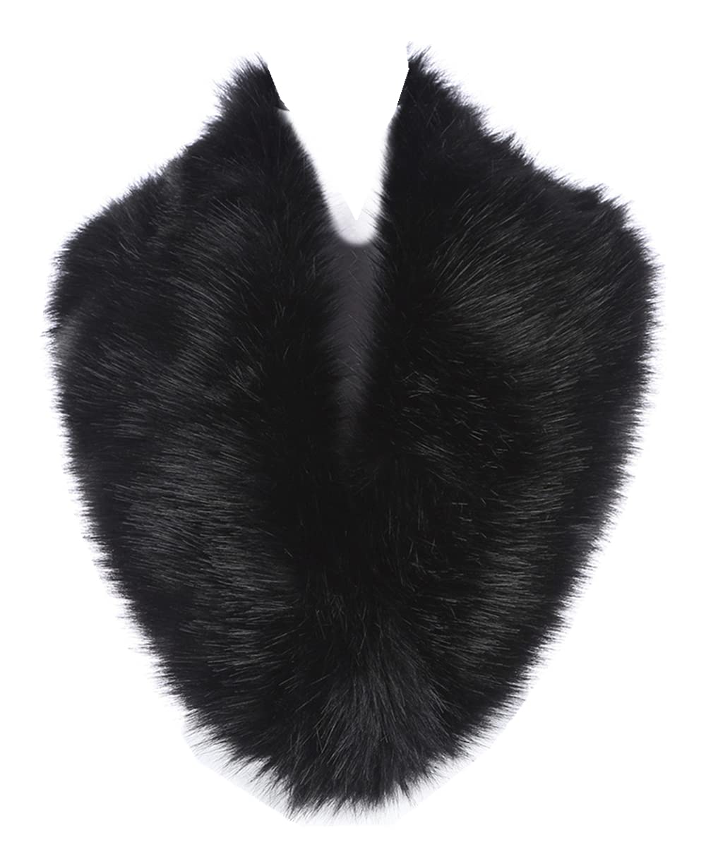 Lucky Leaf Women's Faux Fur Shawl Party Faux Fur Collar Fur Wraps for Winter Bridal Wedding Cover Up (Black, 100cm)