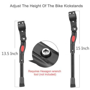 Yakamoz Adjustable Bike Kickstand - Durable Non-Slip Bicycle Kickstand Bike Stand for Road Mountain City Bikes - Black