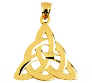 14k yellow gold traditional celtic trinity knot charm pendant