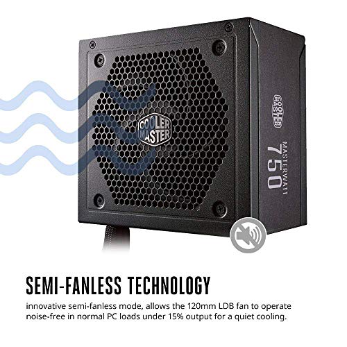 Cooler Master MasterWatt 750 Watt Semi-fanless Modular Power Supply, 80 Plus Bronze Certified