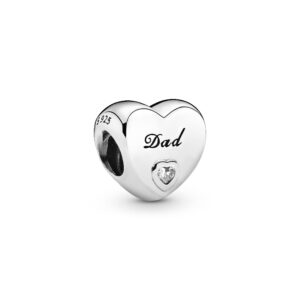 pandora dad heart charm - compatible moments bracelets - jewelry for women - gift for women in your life - made with sterling silver & cubic zirconia