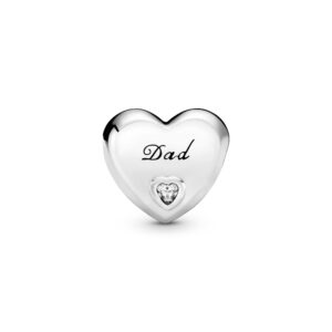 Pandora Dad Heart Charm - Compatible Moments Bracelets - Jewelry for Women - Gift for Women in Your Life - Made with Sterling Silver & Cubic Zirconia