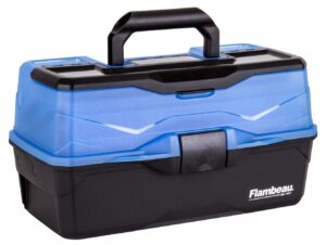 flambeau outdoors 6383fb 3-tray classic tray tackle box, portable tackle organizer, frost blue/black