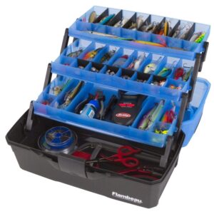 Flambeau Outdoors 6383FB 3-Tray Classic Tray Tackle Box, Portable Tackle Organizer, Frost Blue/Black