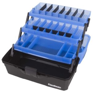 Flambeau Outdoors 6383FB 3-Tray Classic Tray Tackle Box, Portable Tackle Organizer, Frost Blue/Black