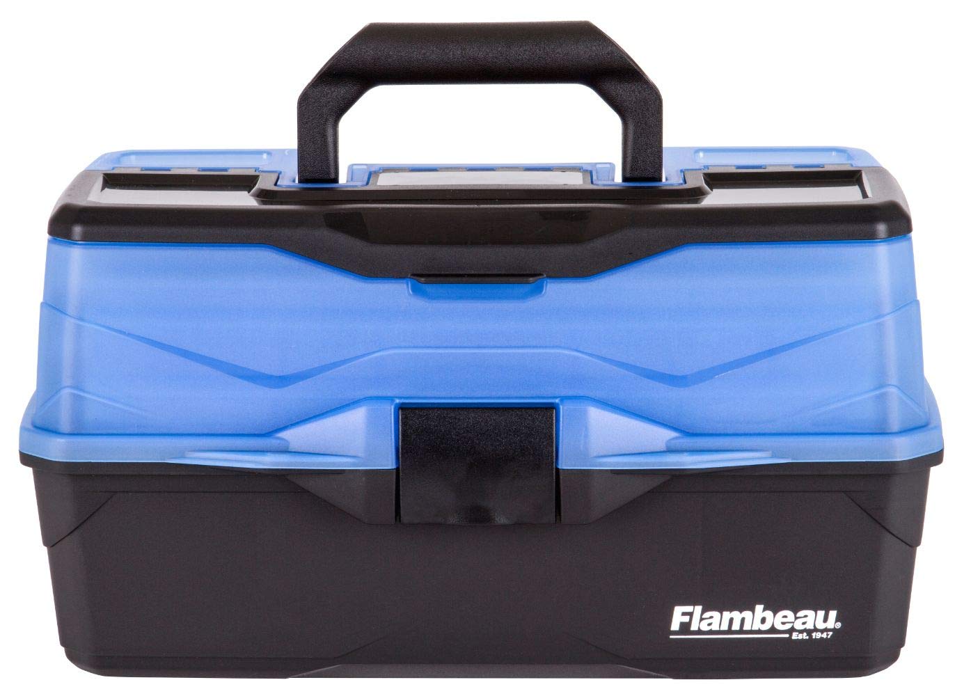 Flambeau Outdoors 6383FB 3-Tray Classic Tray Tackle Box, Portable Tackle Organizer, Frost Blue/Black