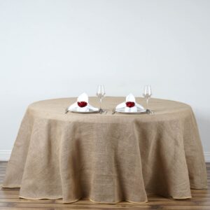 tableclothsfactory fine rustic burlap tablecloth round 120" natural tone