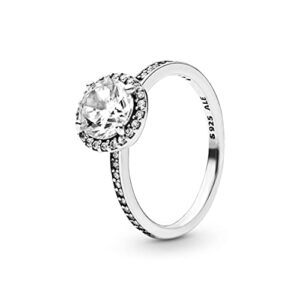 pandora classic elegance ring, sterling silver, clear cubic zirconia, size 8.5