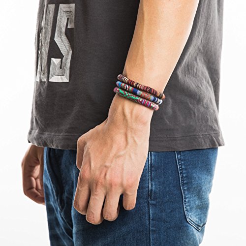 HZMAN Mix 6 Wrap Bracelets Men Women, Hemp Cords Ethnic Tribal Bracelets Wristbands (Mix 6 Wrap)