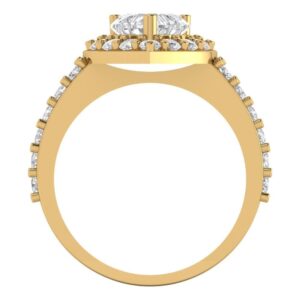 2.03 Ct Heart Cut Clear Simulated Diamond 14K Yellow Gold Halo Solitaire with Accents Engagement Promise Bridal Ring Size 3.5