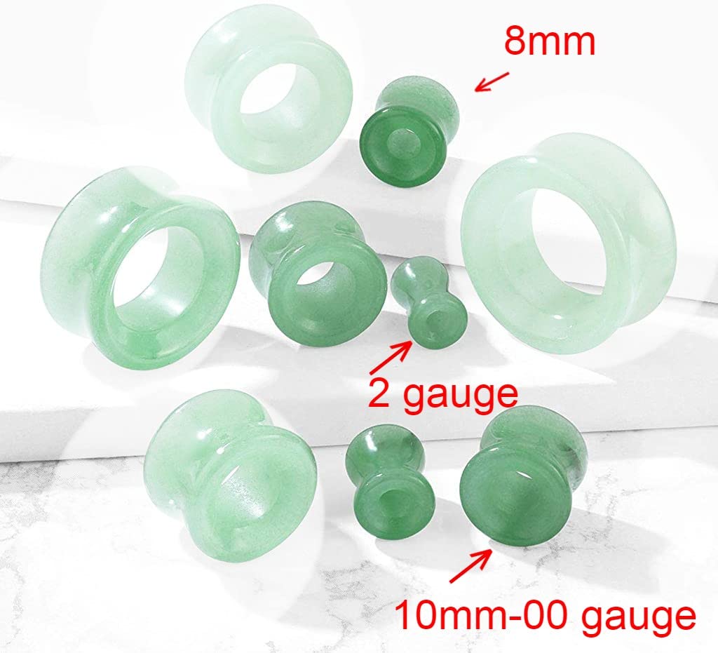 Ear Gauges SoScene Center Hole Jade Organic Stone Ear Plugs Sold in Pairs (10mm-00 gauge)