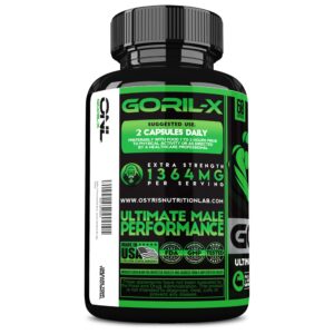 GORIL-X Testosterone Booster for Men - Workout Testosterone Supplement - Increase Size, Strength & Energy - 1000mg Male Enhancing Horny Goat Weed - Maca Root, Tongkat Ali & Tribulus Terrestris 60 Caps