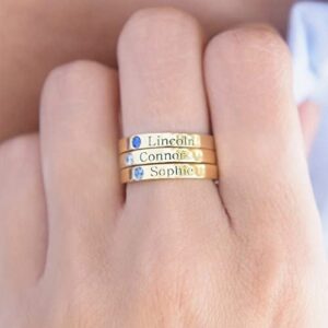 Stackable Birthstone Name Ring - 18k Gold Plated