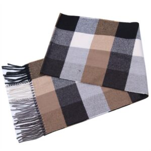 Lucky Leaf Women Men Winter Cozy Wool Warm Tartan Checked Plaid Wrap Scarf (Black Coffee Plaid)