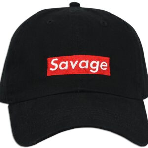 JLGUSA Savage Embroidered Dad Cap Hat Adjustable Polo Style Unconstructed (Black)