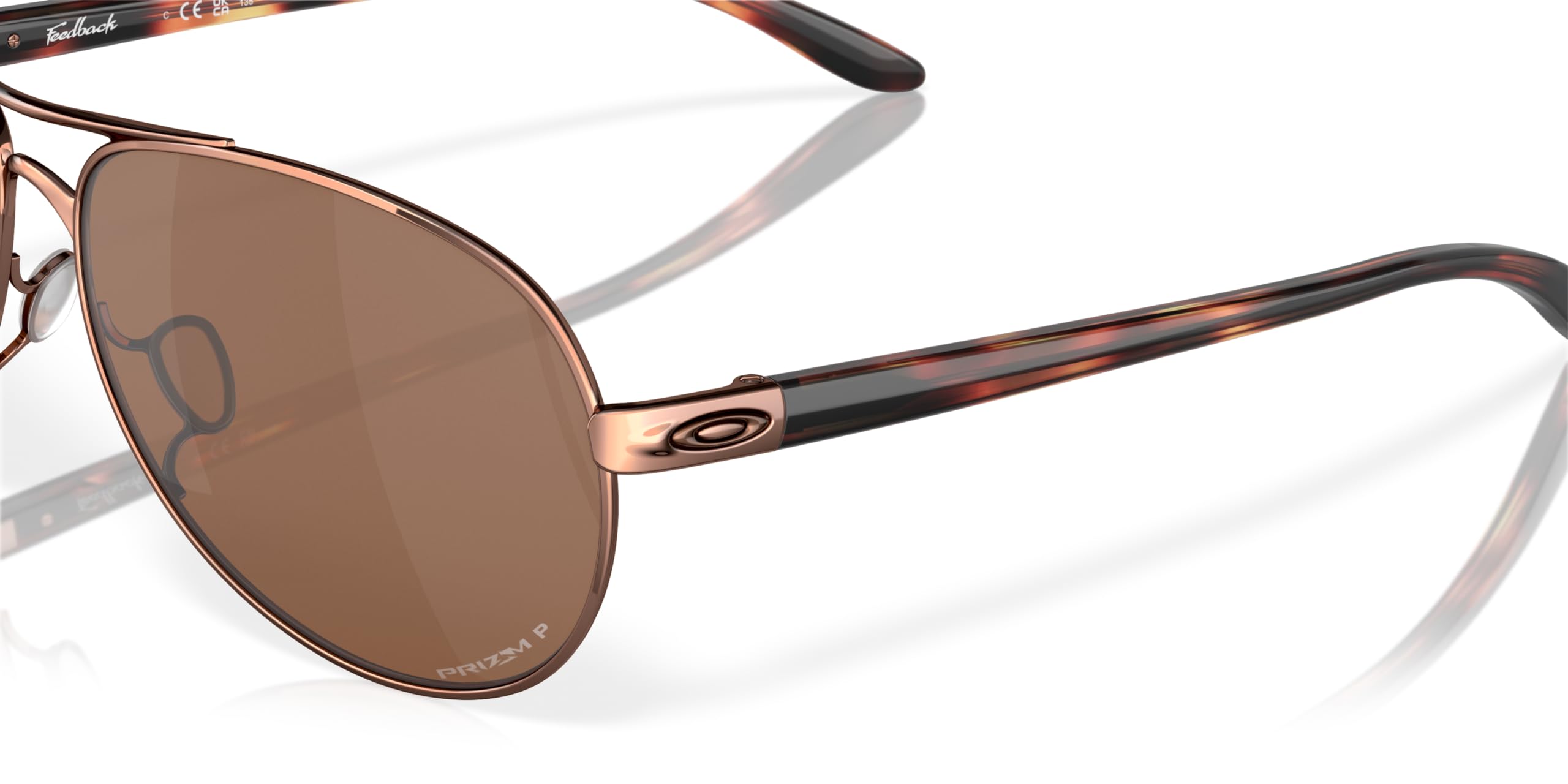 Oakley Women's OO4079 Feedback Aviator Sunglasses, Rose Gold/Prizm Tungsten Polarized, 59 mm