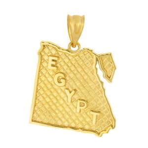 solid 14k yellow gold egypt map shape charm pendant