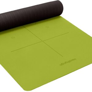 Heathyoga Eco Friendly Non Slip Yoga Mat, Body Alignment System, SGS Certified TPE Material - Textured Non Slip Surface and Optimal Cushioning,72"x 26" Thickness 1/4"