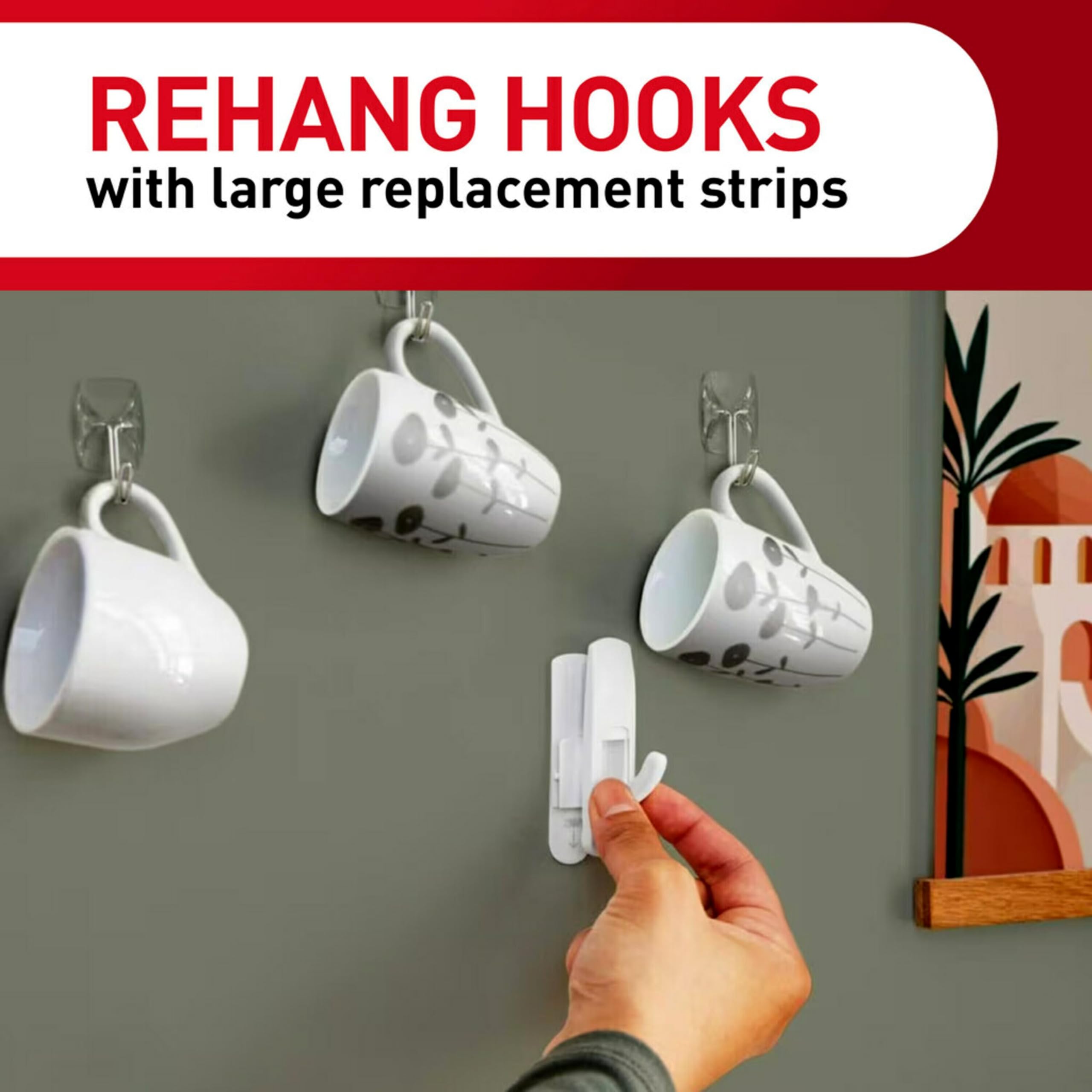 Command Large Refill Adhesive Strips, Damage Free Hanging Wall Adhesive Strips for Large Indoor Wall Hooks, No Tools Removable Adhesive Strips for Living Spaces, 20 White Command Strips