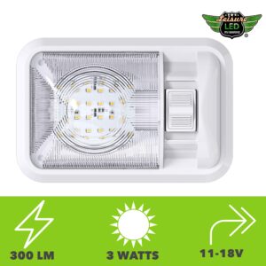 Leisure LED 5 Pack 12V Led RV Ceiling Dome Light RV Interior Lighting for Trailer Camper with Switch, Single Dome 300LM (Natural White 4000-4500K, 5-Pack)