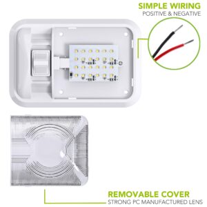 Leisure LED 5 Pack 12V Led RV Ceiling Dome Light RV Interior Lighting for Trailer Camper with Switch, Single Dome 300LM (Natural White 4000-4500K, 5-Pack)