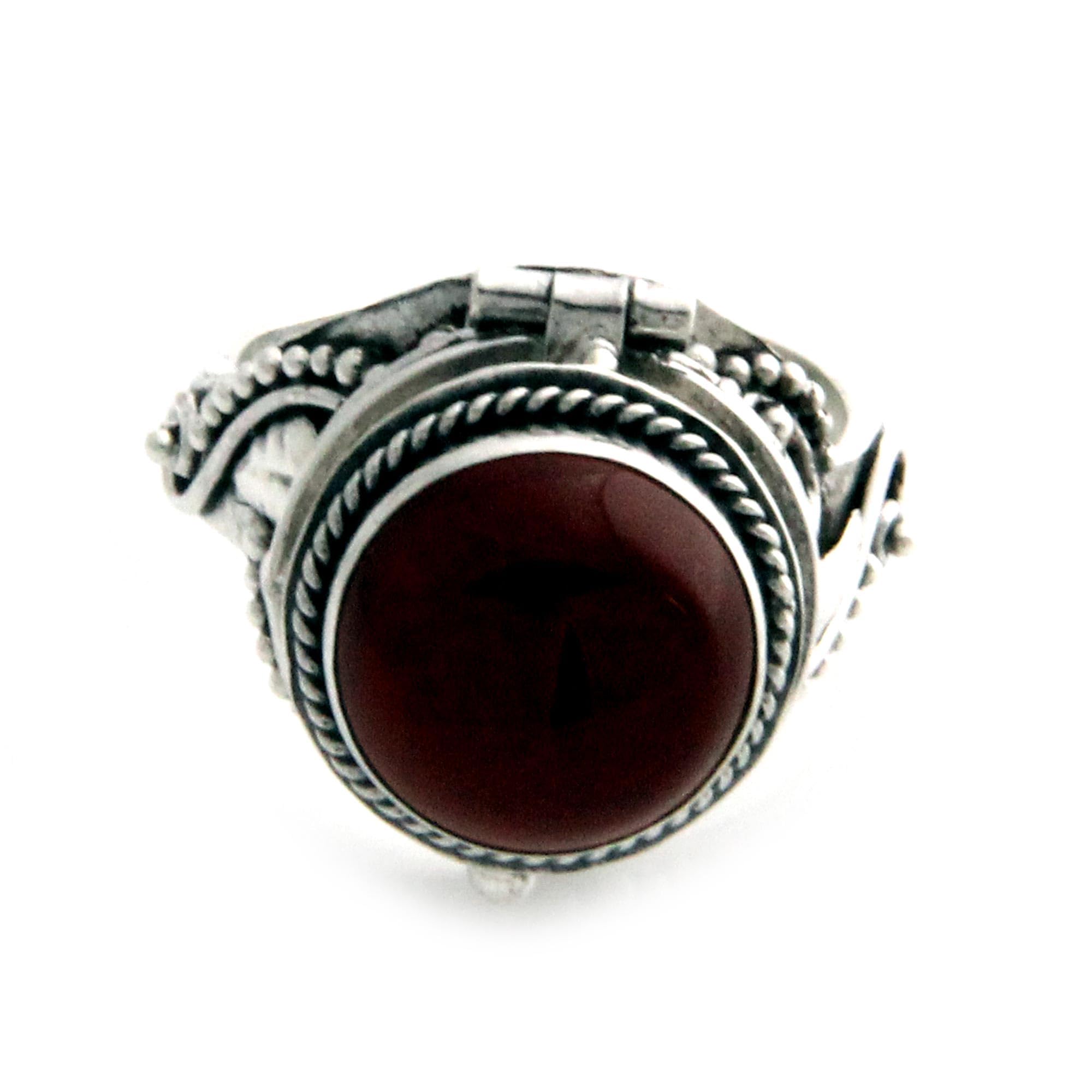 NOVICA Artisan Handmade Carnelian Cocktail Ring Sterling Silver Red Indonesia Marsala Floral Birthstone [crownbezel 0.6 in L x 0.7 in W x 0.4 in H Band Width 3 mm W] ' Bali Secrets'