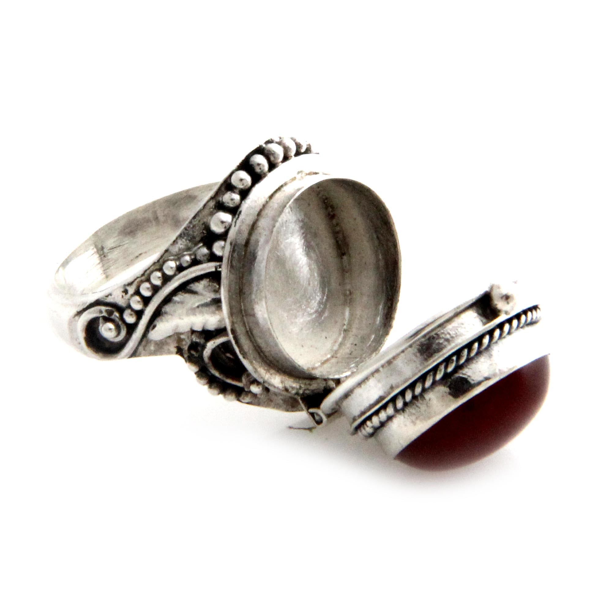 NOVICA Artisan Handmade Carnelian Cocktail Ring Sterling Silver Red Indonesia Marsala Floral Birthstone [crownbezel 0.6 in L x 0.7 in W x 0.4 in H Band Width 3 mm W] ' Bali Secrets'