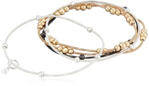 nine west women's classics tri tone 5 row stretch bracelet