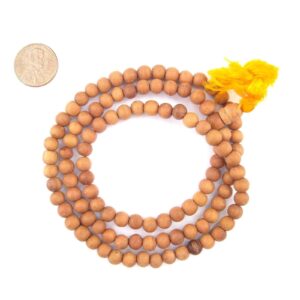 6mm Sandalwood Mala Beads: Fragrant Aromatic Wooden Meditation Beads for Yoga, Jewelry, Necklace, Chanting Genuine Nepal Product The Bead Chest