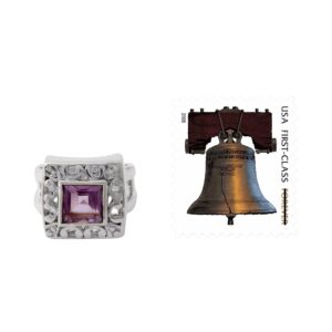 NOVICA Artisan Handmade Amethyst Cocktail Ring Sterling Silver Purple India Birthstone [crownbezel 0.6 in L x 0.6 in W] ' Soul Window'