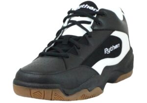 python wide (ee) width indoor mid racquetball (squash, indoor pickleball, badminton, volleyball) shoe (black; size 9.0)