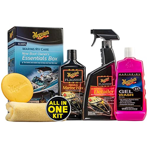 Meguiar's New Boat Owner's Essentials Box - Boat Cleaning Kit With Premium Marine-Grade Products for Your Boat or RV