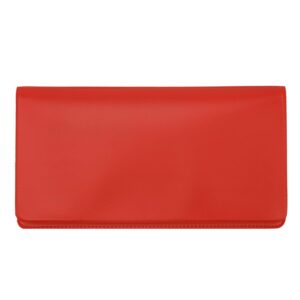 red vinyl checkbook cover, top tear personal vinyl checkbook cover