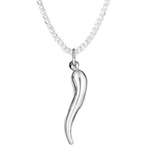 Ritastephens Sterling Silver Large Italian Horn Curb Chain Necklace 22"