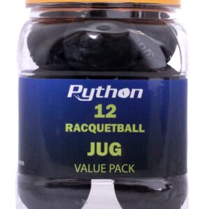 Python Black Racquetballs (Value Pack - 12 Ball Jug/Long Rally Ball!)