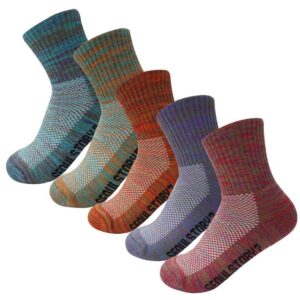 SEOULSTORY7 5Pack Women's Mid Cushion Low Cut Hiking/Camping/Performance Socks Multi Color Medium