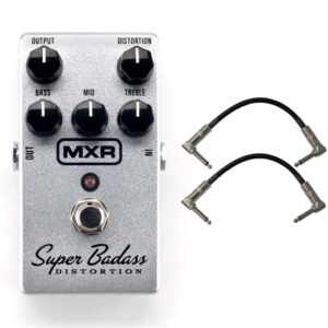 dunlop mxr m75 super badass distortion effects pedal with a pair of patch cables