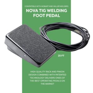 NOVA TIG Welding Foot Amp Control Pedal, Compatible with Hobart and Miller Welders, 14-pin Plug, 25-ft Cable, Replaces RFCS-14, 043554, RFCS-14 HD, 194744