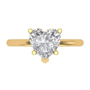 2.0 ct brilliant heart cut clear simulated diamond 14k yellow gold solitaire engagement promise bridal ring size 6