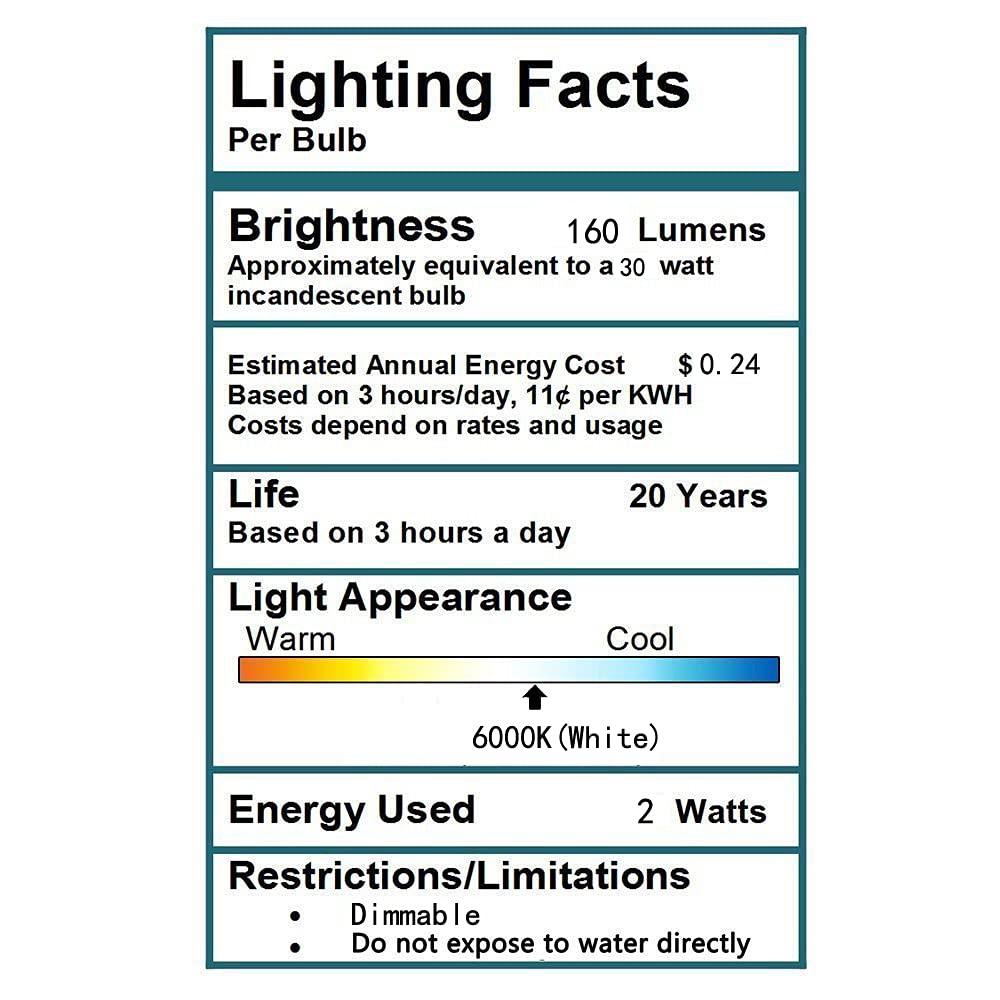 CTKcom 2W LED Refrigerator Bulb,European E14 LED Bulbs(4 Pack)- E14 Base 15W Equivalent Daylight White 6000K 110V Lamp for Freezer Lighting,Home Lighting