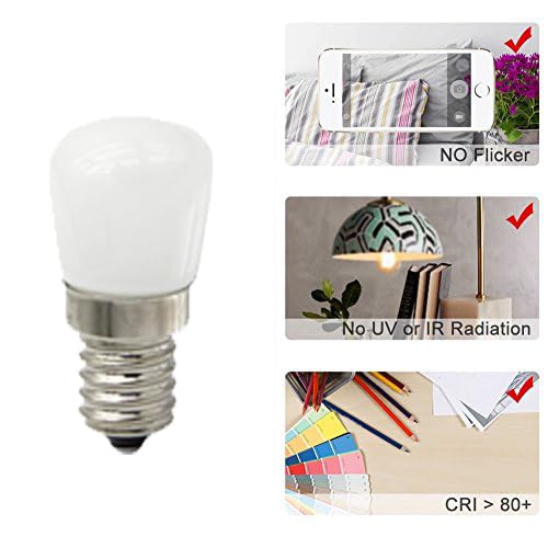 CTKcom 2W LED Refrigerator Bulb,European E14 LED Bulbs(4 Pack)- E14 Base 15W Equivalent Daylight White 6000K 110V Lamp for Freezer Lighting,Home Lighting